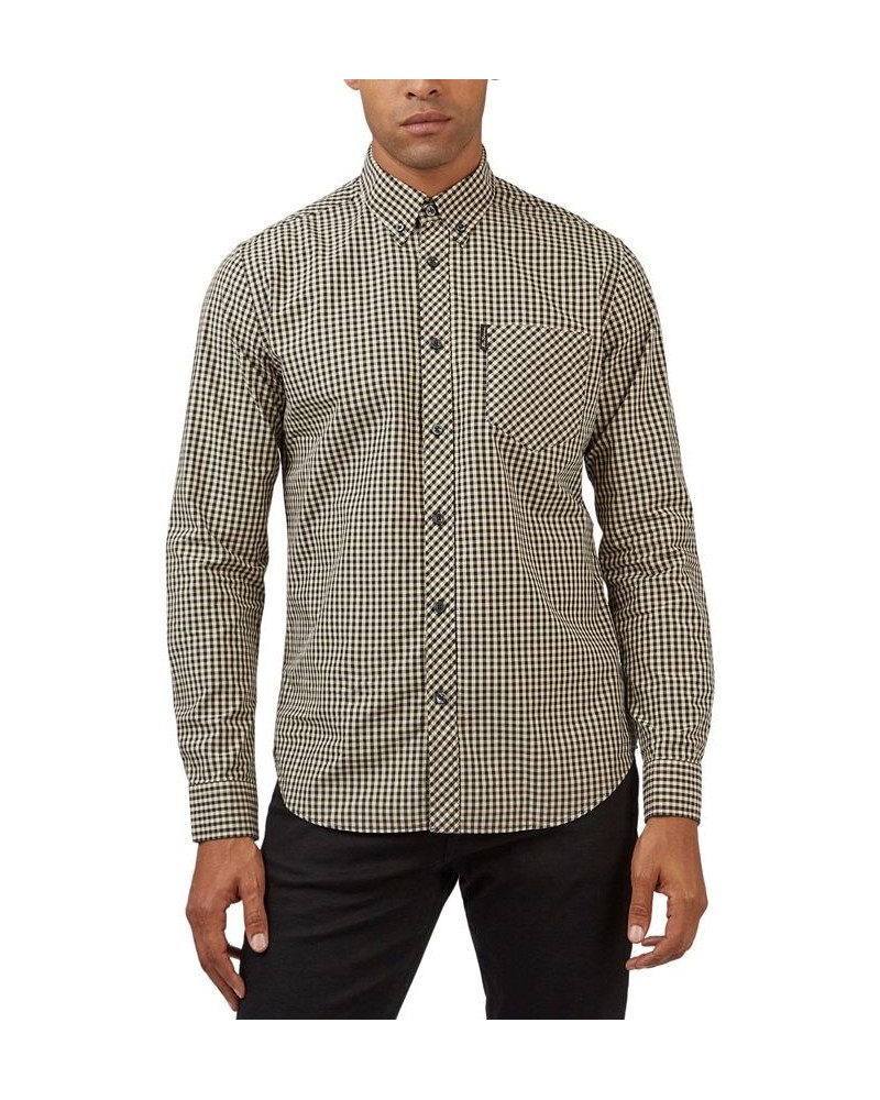 Men's Signature Gingham Long-Sleeve Button-Down Shirt Black $54.50 Shirts