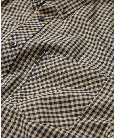 Men's Signature Gingham Long-Sleeve Button-Down Shirt Black $54.50 Shirts