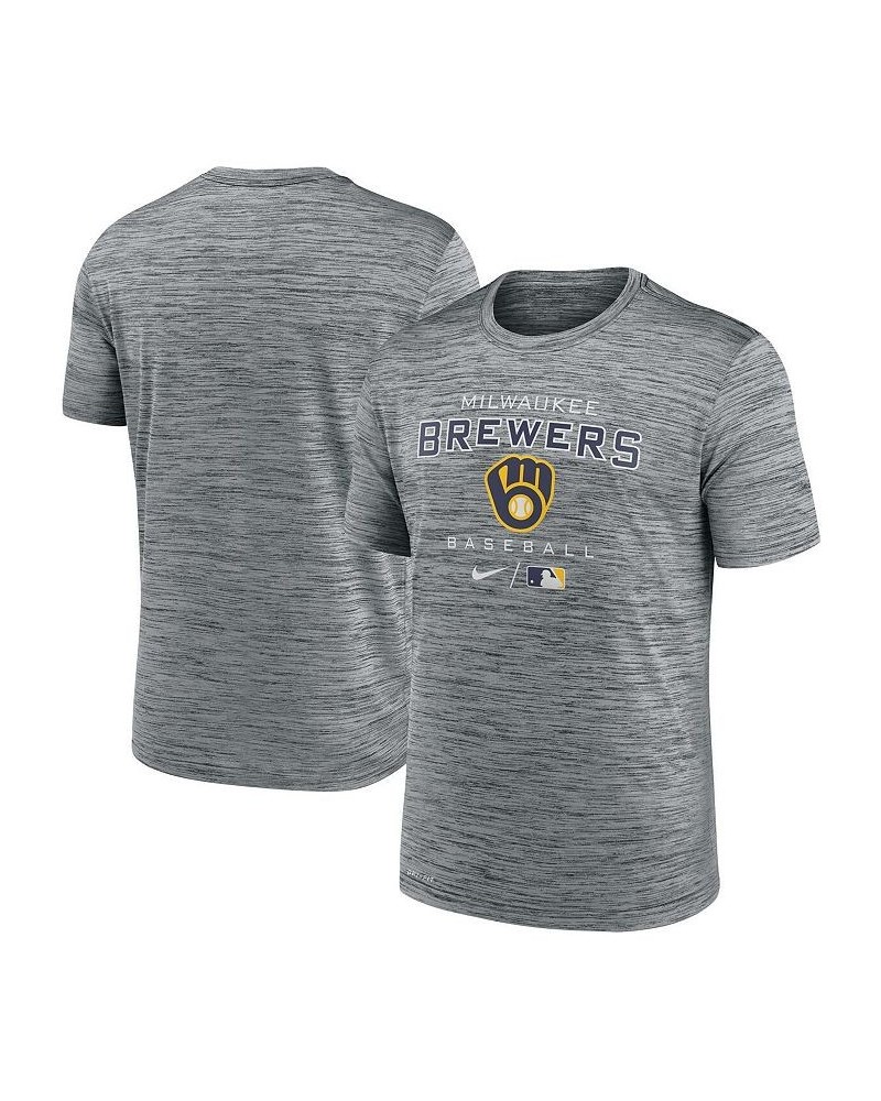 Men's Anthracite Milwaukee Brewers Authentic Collection Velocity Practice Space-Dye Performance T-shirt $22.50 T-Shirts