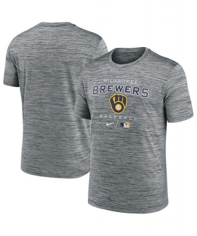 Men's Anthracite Milwaukee Brewers Authentic Collection Velocity Practice Space-Dye Performance T-shirt $22.50 T-Shirts