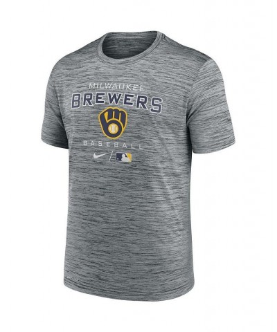 Men's Anthracite Milwaukee Brewers Authentic Collection Velocity Practice Space-Dye Performance T-shirt $22.50 T-Shirts