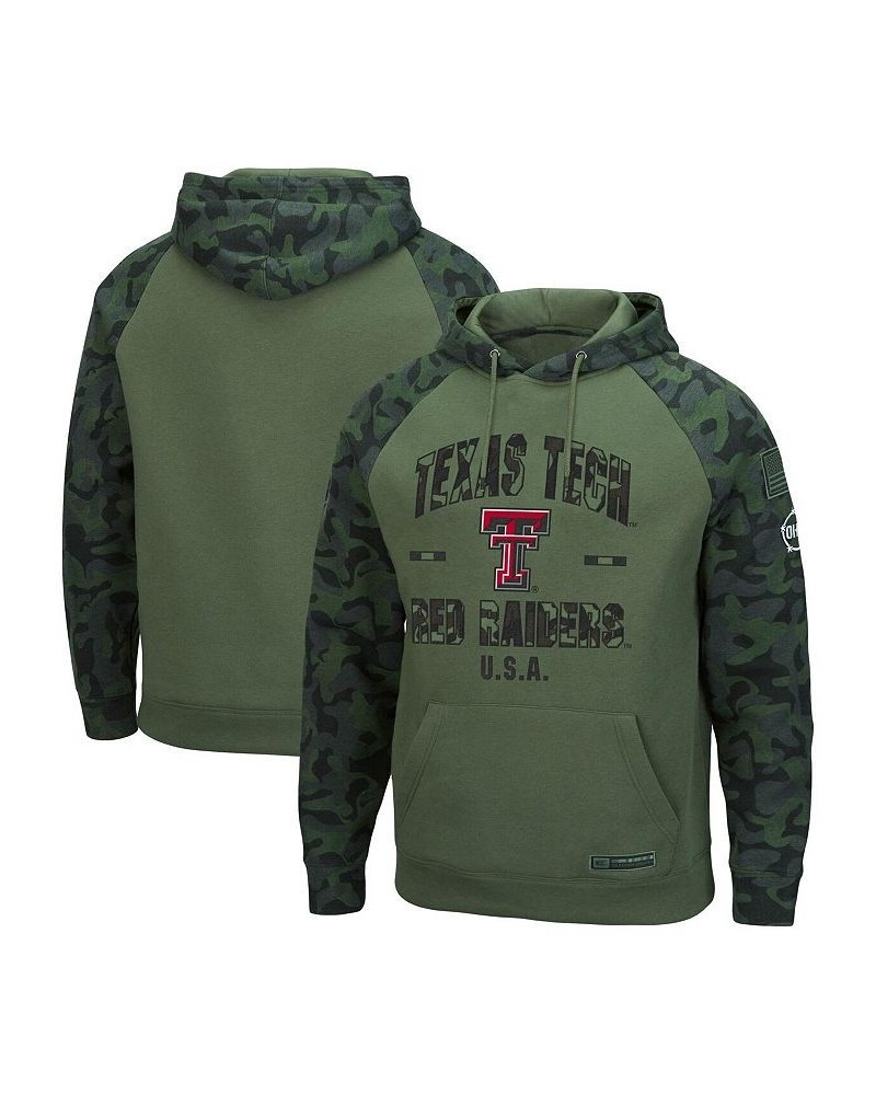 Men's Olive, Camo Texas Tech Red Raiders OHT Military-Inspired Appreciation Raglan Pullover Hoodie $25.52 Sweatshirt