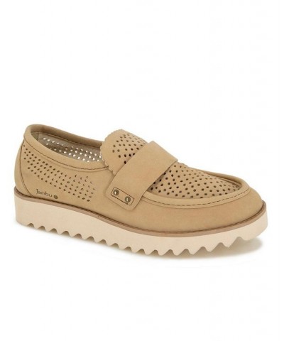 Women's Jessie Slip-on Moccasin Flat Sandals Tan/Beige $47.26 Shoes