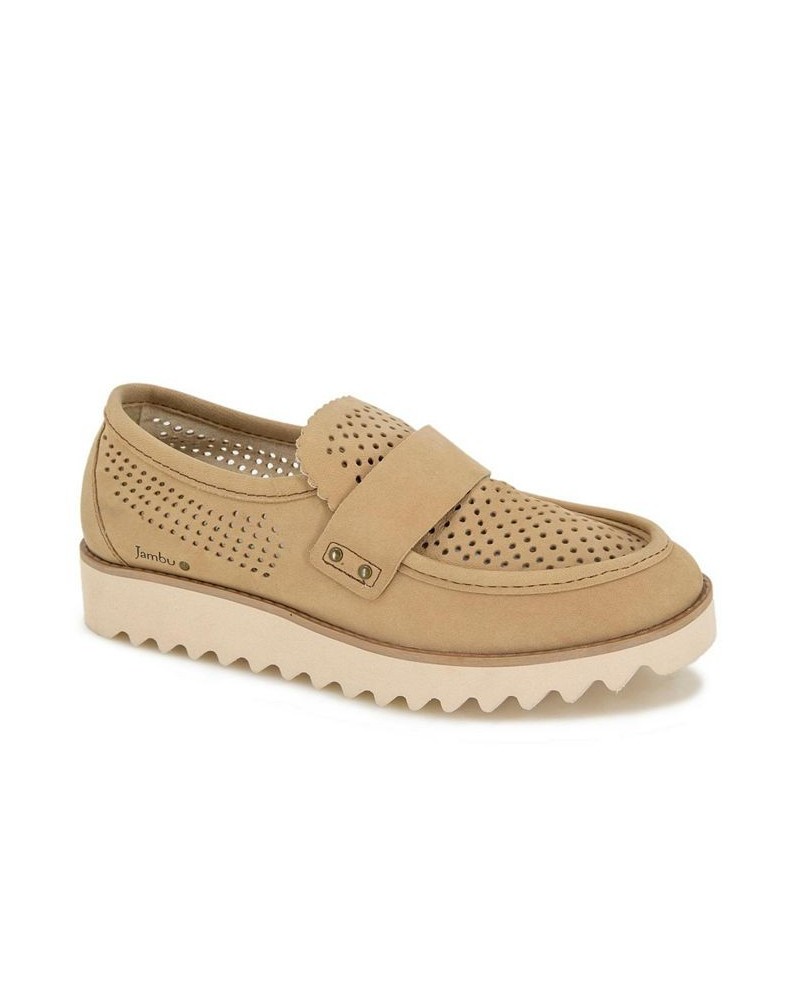 Women's Jessie Slip-on Moccasin Flat Sandals Tan/Beige $47.26 Shoes