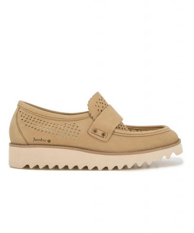 Women's Jessie Slip-on Moccasin Flat Sandals Tan/Beige $47.26 Shoes