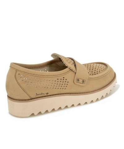 Women's Jessie Slip-on Moccasin Flat Sandals Tan/Beige $47.26 Shoes