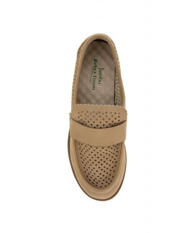 Women's Jessie Slip-on Moccasin Flat Sandals Tan/Beige $47.26 Shoes