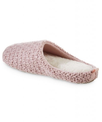 Women's Chunky Knit Sutton Hoodback Slippers Pink $12.31 Shoes