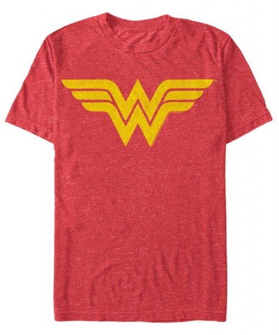 Men's Wonder Woman One Color Logo Short Sleeve T-shirt Red $15.40 T-Shirts