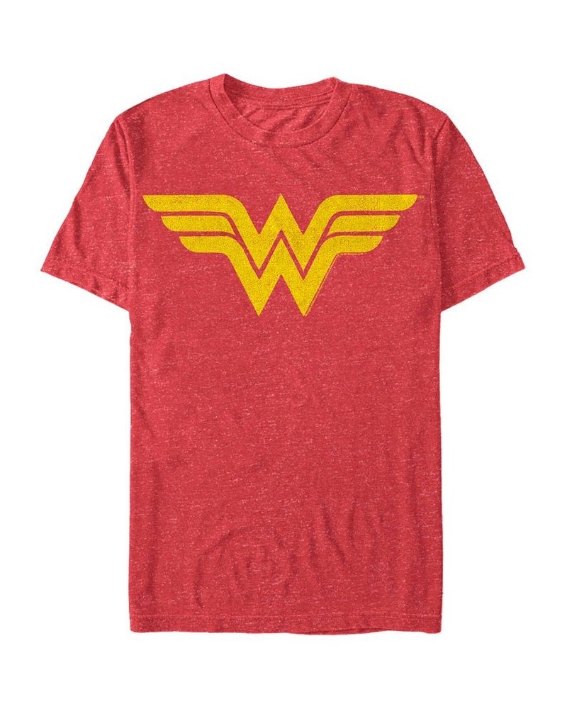 Men's Wonder Woman One Color Logo Short Sleeve T-shirt Red $15.40 T-Shirts