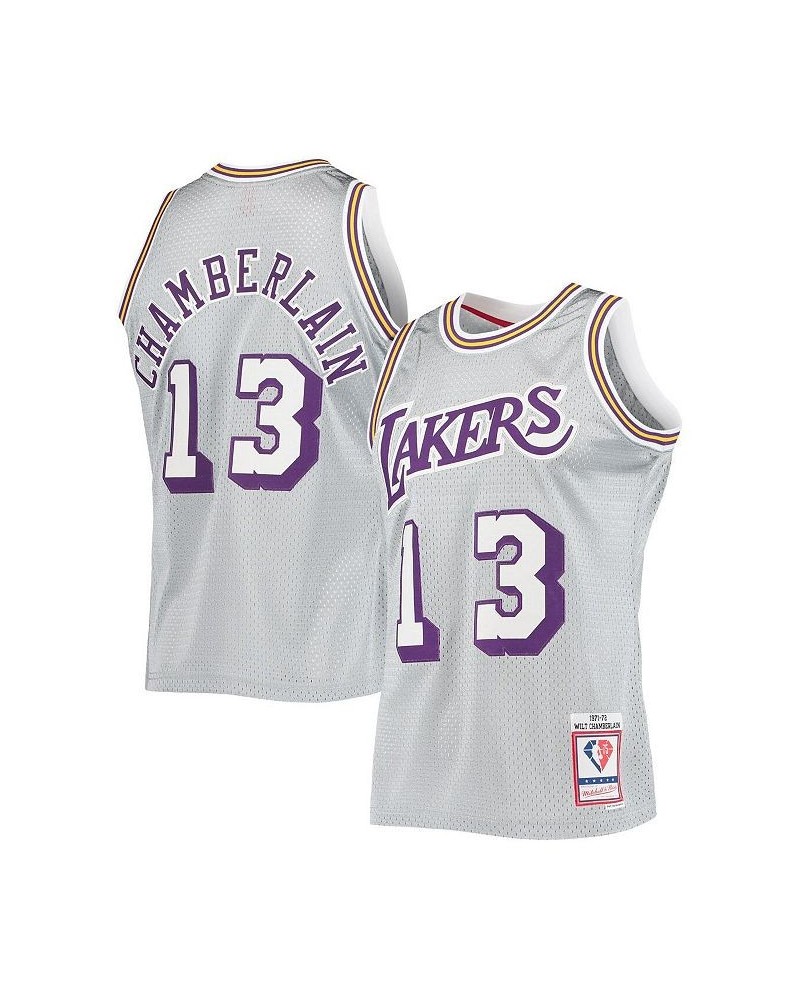 Men's Wilt Chamberlain Silver Los Angeles Lakers 75th Anniversary 1971-72 Hardwood Classics Swingman Jersey $66.27 Jersey