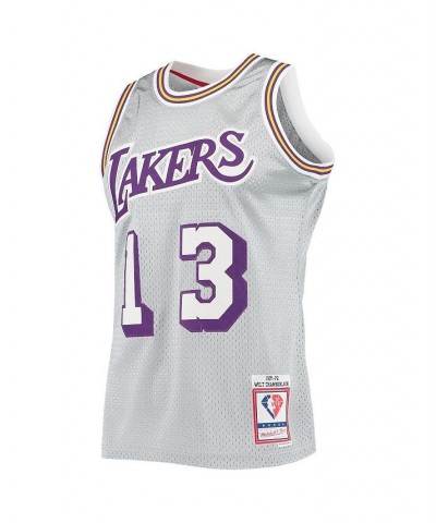 Men's Wilt Chamberlain Silver Los Angeles Lakers 75th Anniversary 1971-72 Hardwood Classics Swingman Jersey $66.27 Jersey