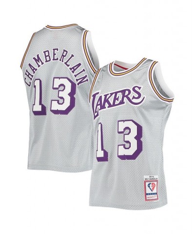 Men's Wilt Chamberlain Silver Los Angeles Lakers 75th Anniversary 1971-72 Hardwood Classics Swingman Jersey $66.27 Jersey