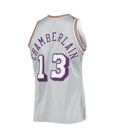 Men's Wilt Chamberlain Silver Los Angeles Lakers 75th Anniversary 1971-72 Hardwood Classics Swingman Jersey $66.27 Jersey