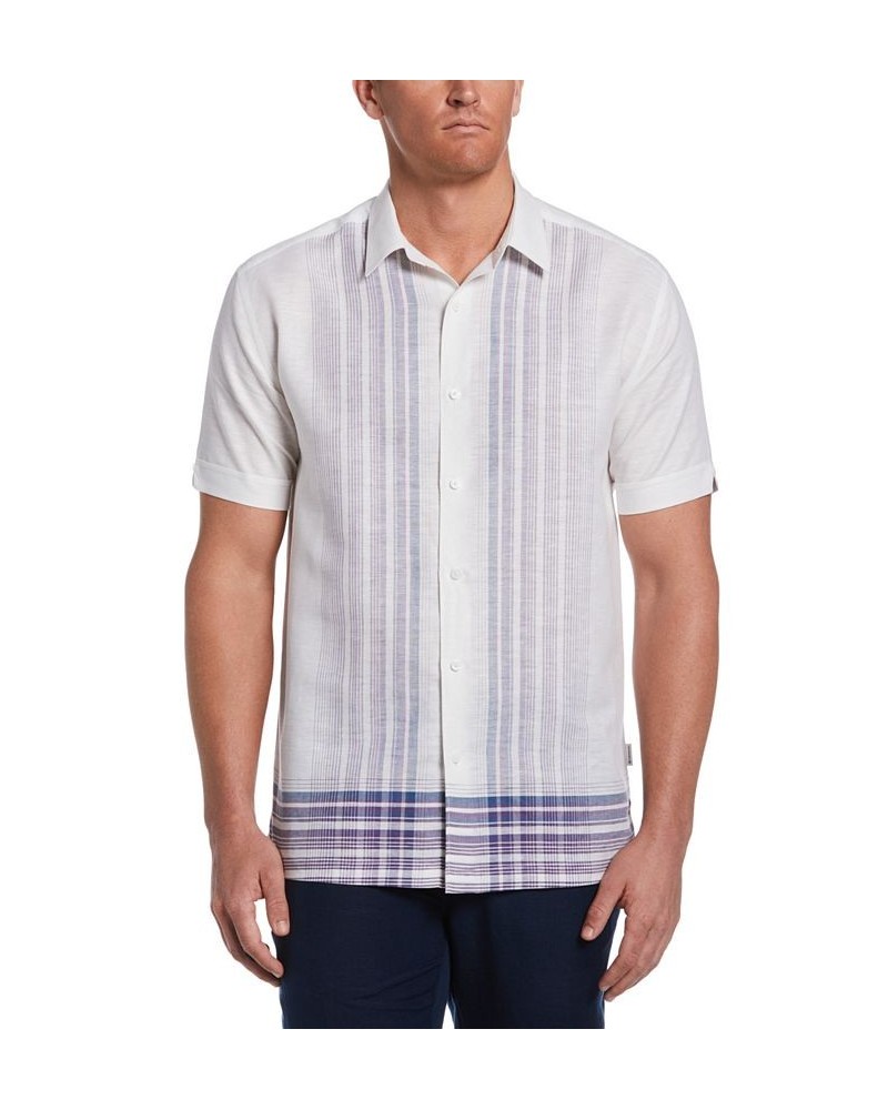 Men's Yarn Dyed L-Shape Short-Sleeve Button-Front Shirt White $20.58 Shirts