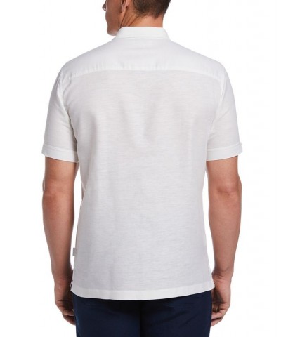 Men's Yarn Dyed L-Shape Short-Sleeve Button-Front Shirt White $20.58 Shirts