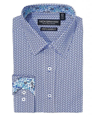 Men's Modern Fit Olives Circle Dress Shirt Blue $21.51 Dress Shirts