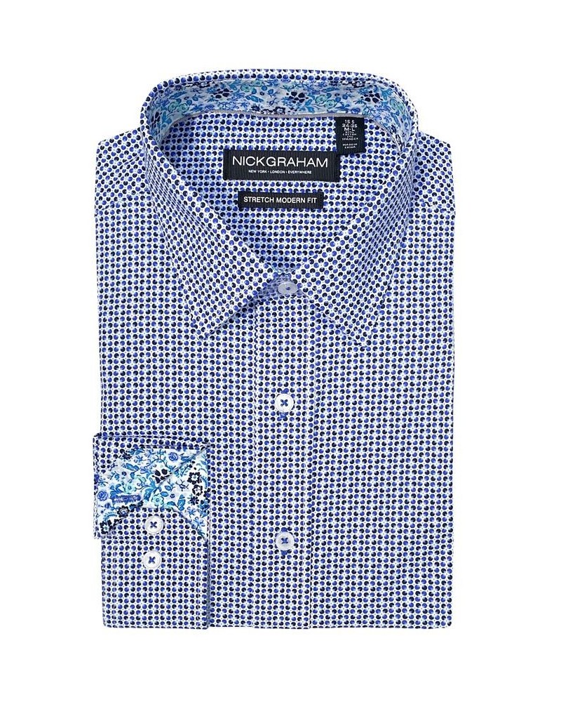 Men's Modern Fit Olives Circle Dress Shirt Blue $21.51 Dress Shirts