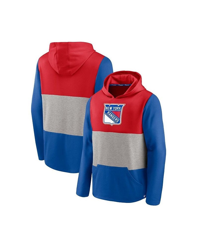 Men's Branded Red, Blue New York Rangers Prep Color Block Pullover Hoodie $30.38 Sweatshirt