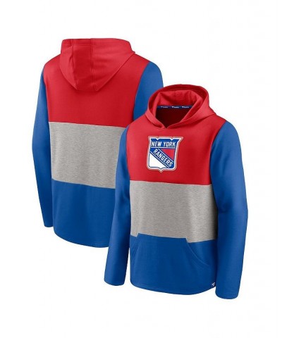 Men's Branded Red, Blue New York Rangers Prep Color Block Pullover Hoodie $30.38 Sweatshirt