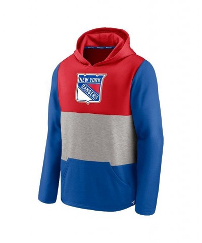 Men's Branded Red, Blue New York Rangers Prep Color Block Pullover Hoodie $30.38 Sweatshirt