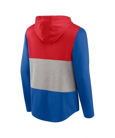 Men's Branded Red, Blue New York Rangers Prep Color Block Pullover Hoodie $30.38 Sweatshirt