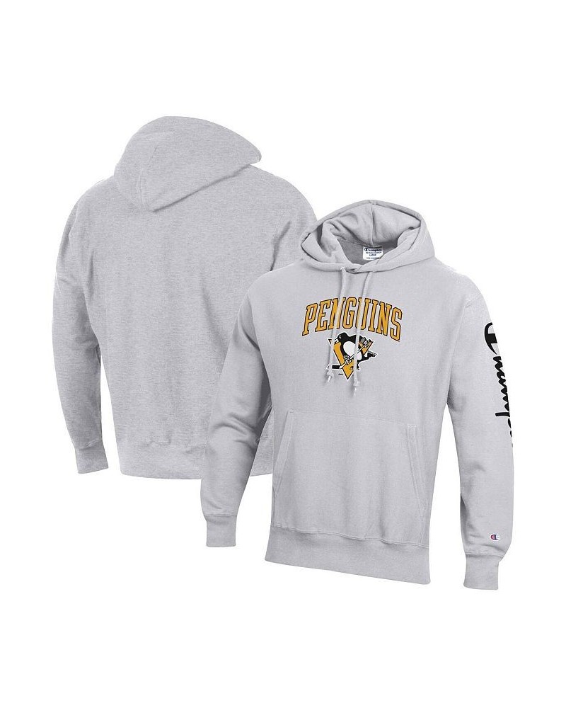 Men's Heather Gray Pittsburgh Penguins Reverse Weave Pullover Hoodie $45.12 Sweatshirt