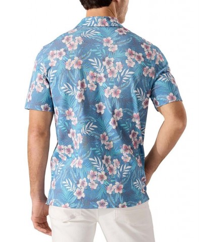 Men's Getaway Gardens Floral Polo Shirt Blue $64.86 Polo Shirts