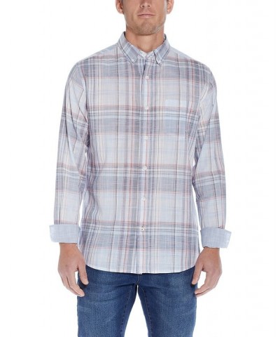 Men's Linen Cotton Long Sleeve Button Down Shirt White $22.10 Shirts