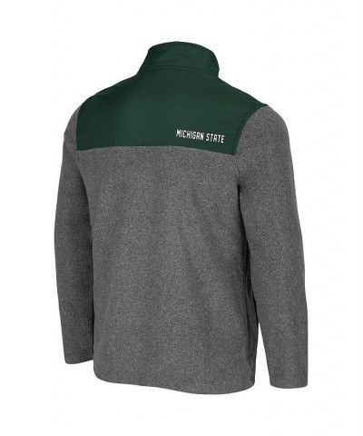 Men's Heathered Charcoal, Green Michigan State Spartans Huff Snap Pullover $39.74 Sweatshirt