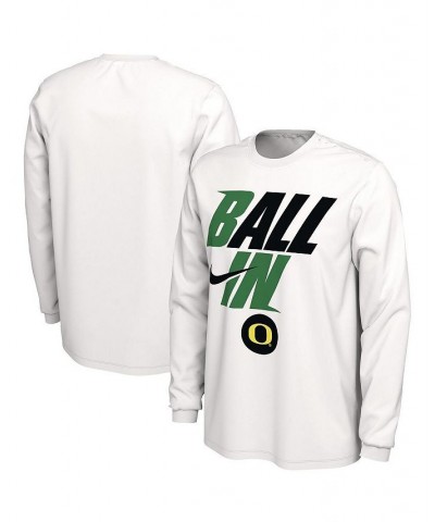 Men's White Oregon Ducks Ball In Bench Long Sleeve T-shirt $21.59 T-Shirts