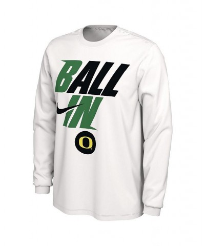 Men's White Oregon Ducks Ball In Bench Long Sleeve T-shirt $21.59 T-Shirts