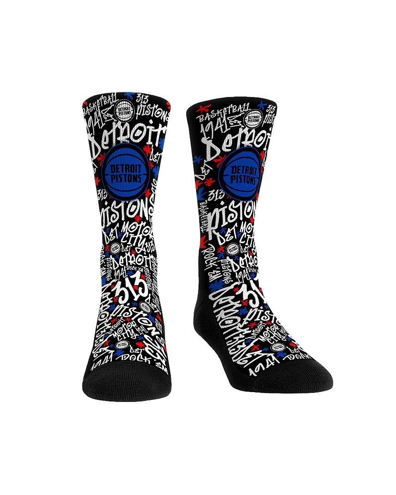 Men's and Women's Socks Detroit Pistons Graffiti Crew Socks $15.89 Socks