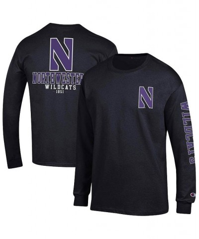 Men's Black Northwestern Wildcats Team Stack Long Sleeve T-shirt $29.49 T-Shirts