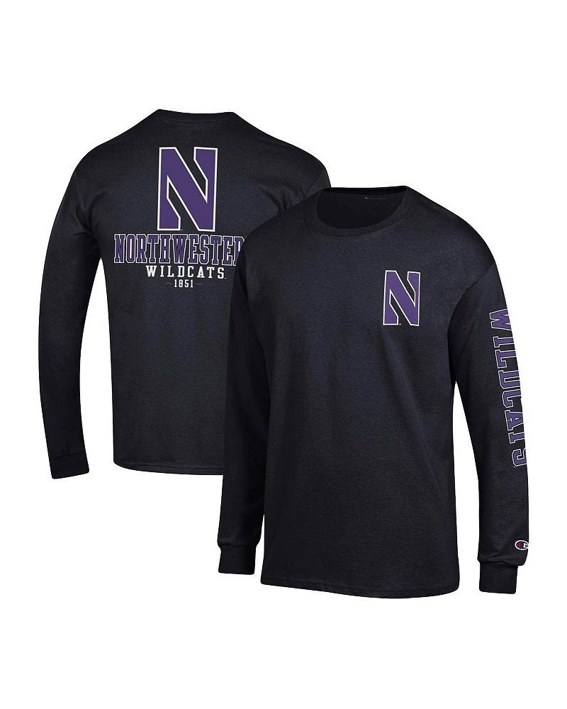 Men's Black Northwestern Wildcats Team Stack Long Sleeve T-shirt $29.49 T-Shirts