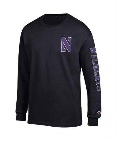 Men's Black Northwestern Wildcats Team Stack Long Sleeve T-shirt $29.49 T-Shirts