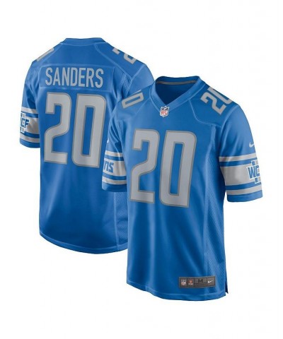 Men's Barry Sanders Blue Detroit Lions Game Retired Player Jersey $65.80 Jersey