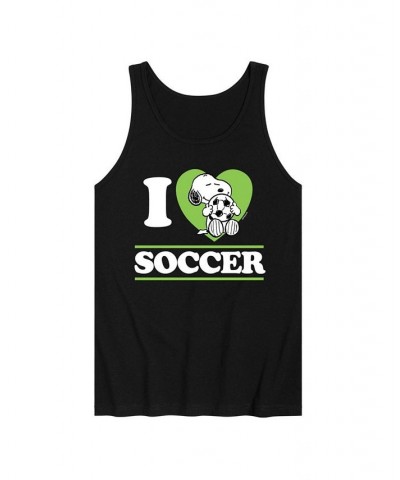 Men's Peanuts I Love Soccer Tank Black $20.99 T-Shirts