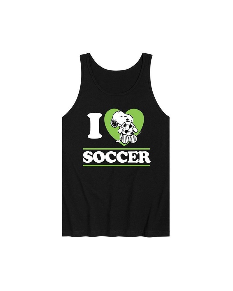 Men's Peanuts I Love Soccer Tank Black $20.99 T-Shirts