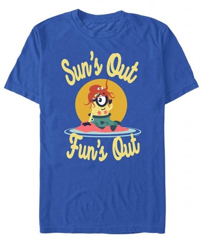 Men's Minions Stuart Sun's Out Fun's Out Short Sleeve T-shirt Blue $14.70 T-Shirts