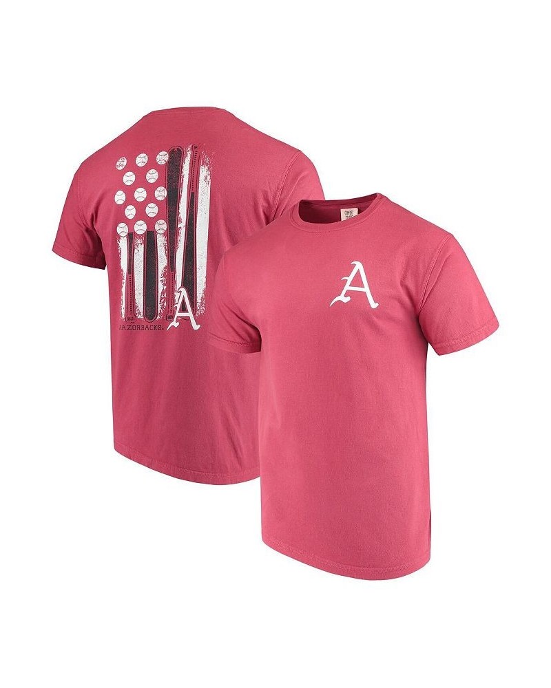 Men's Cardinal Arkansas Razorbacks Baseball Flag Comfort Colors T-shirt $20.58 T-Shirts