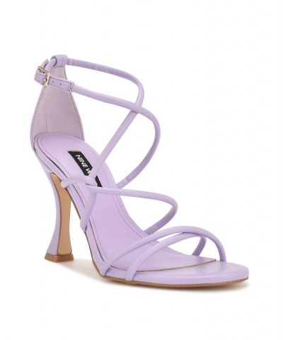 Women's Besasy Round Toe Strappy Dress Sandals Purple $38.85 Shoes