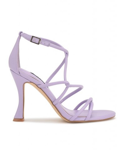 Women's Besasy Round Toe Strappy Dress Sandals Purple $38.85 Shoes