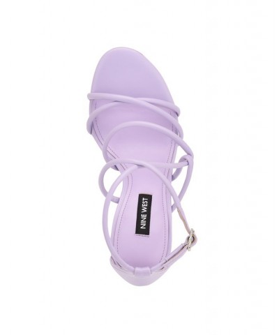 Women's Besasy Round Toe Strappy Dress Sandals Purple $38.85 Shoes