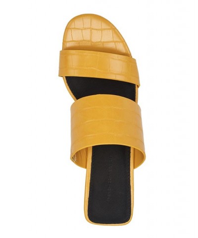 Women's Slide on Block Heel Sandals Yellow $39.20 Shoes