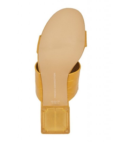 Women's Slide on Block Heel Sandals Yellow $39.20 Shoes