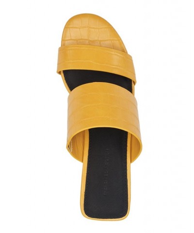 Women's Slide on Block Heel Sandals Yellow $39.20 Shoes