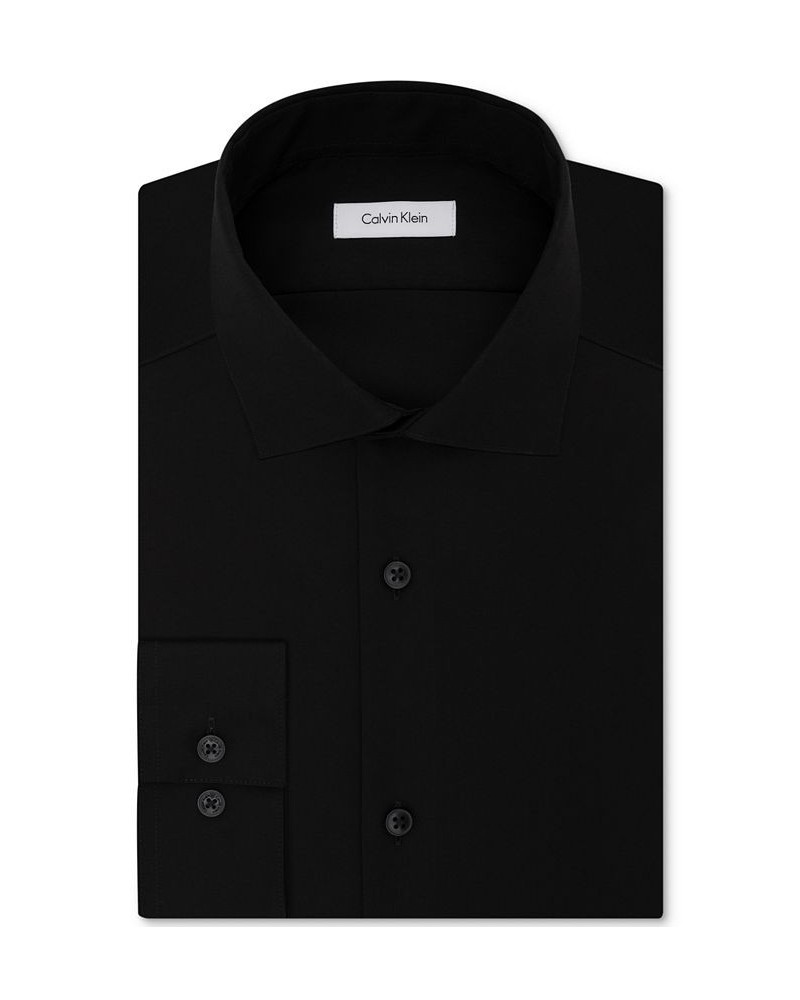 Men's Slim-Fit Non-Iron Performance Spread Collar Herringbone Dress Shirt Black $22.89 Dress Shirts