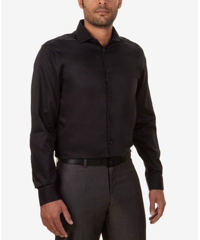 Men's Slim-Fit Non-Iron Performance Spread Collar Herringbone Dress Shirt Black $22.89 Dress Shirts