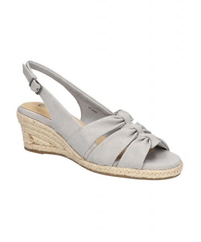 Women's Cheerful Espadrille Wedge Sandals Gray $36.50 Shoes